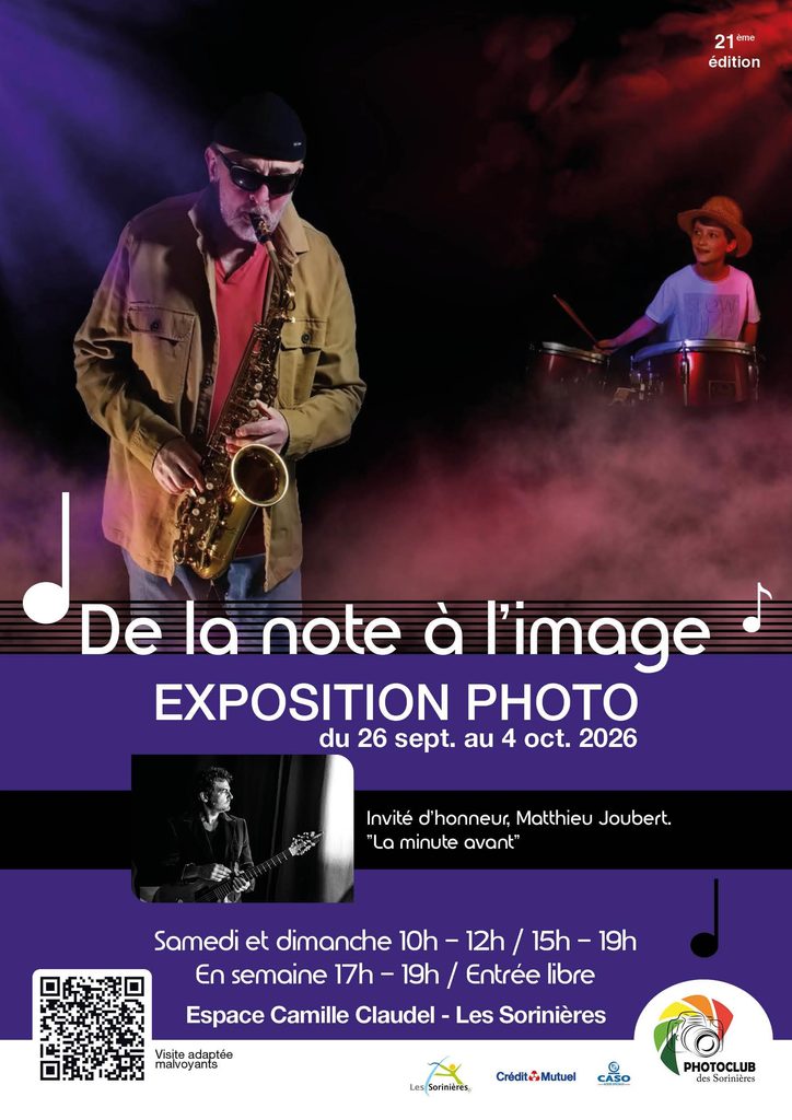 Exposition photo « De la note à l'image » du Photoclub des Sorinières du 26 septembre au 4 octobre 2026